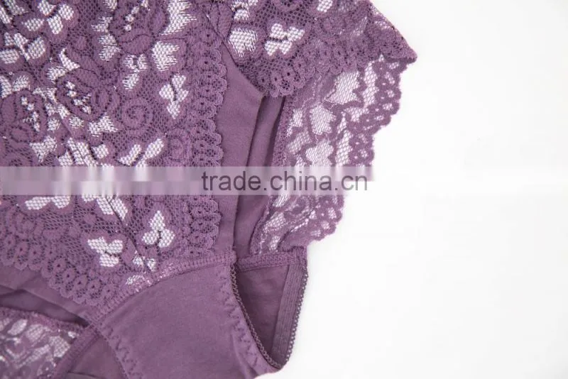 High Quality Custom 95% Cotton 5% Spandex with Lace Sexy Fancy Woman Underwear