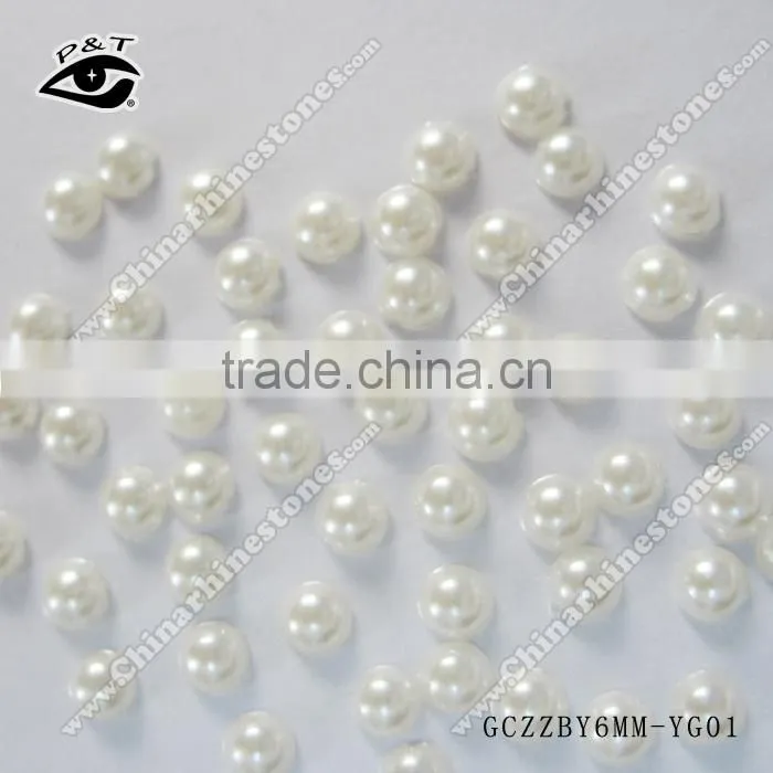 Hot fix pearl dome epoxy rhinestone 6mm glow in dark white pearls