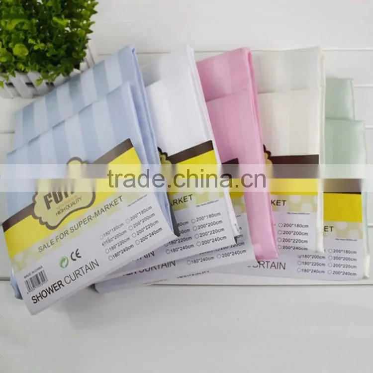 free plastic hooks stripe polyester shower curtain mildew resistant shower curtain