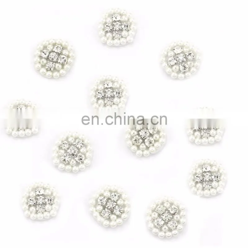 New Fashionable Handsewn Alloy Rhinestone Button with pearl for Accessories with silver plating