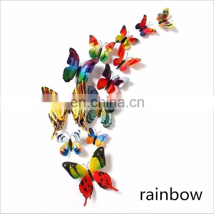 Wholesale High Quality 3D Double Butterfly PVC Wall Sticker Home Decoration