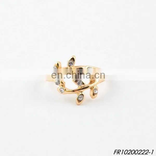 Gold Plated Olive Branch Ring With Stones