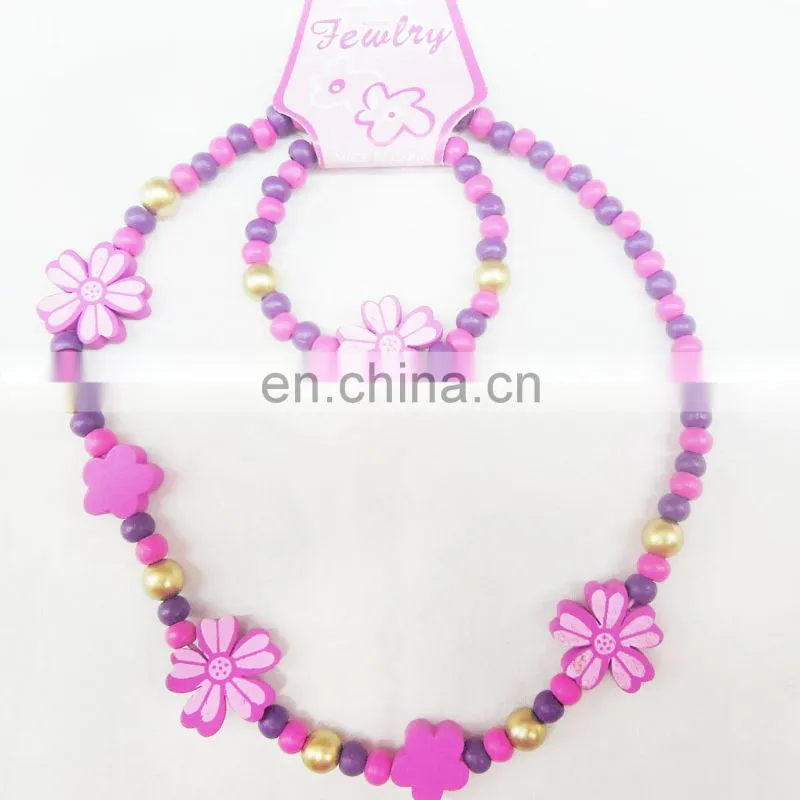 Fashion cheap colorful necklace and bracelet jewelry set for children girls