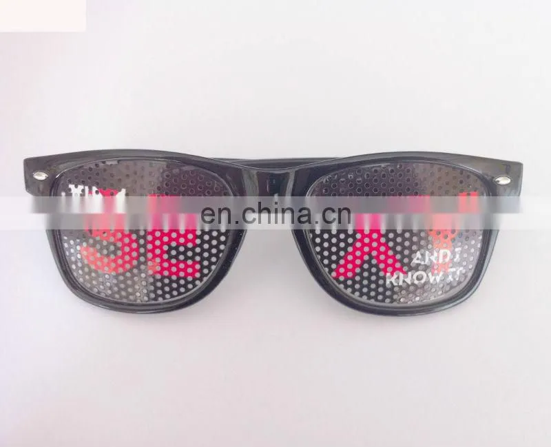 Promotional cheap sunglasses with customized Logo printed on pinhole lens