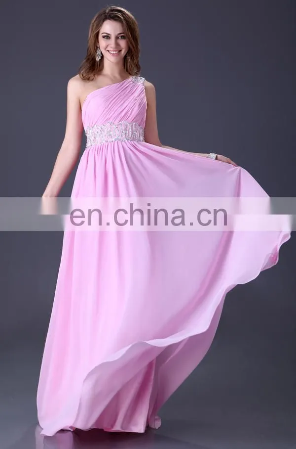 Grace Karin Latest Design One Shoulder Chiffon Ladies Long Evening Party Wear Gown CL3410-1#