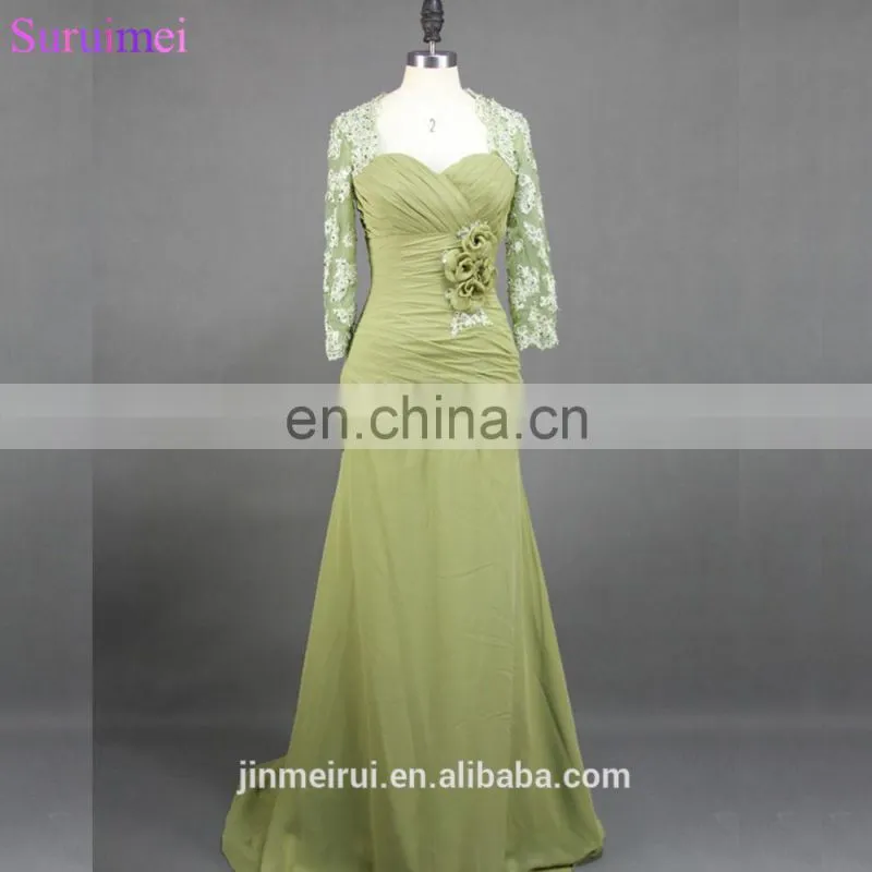 elegant mermaid floor length long lace chiffon mother of the bride dresses MQ028