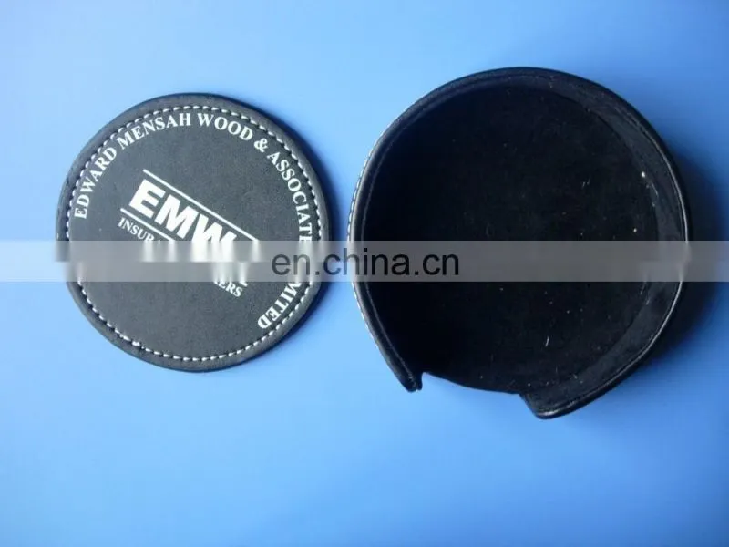 leather coaster printing company name and logo design promotional gift pvc square leather coaster