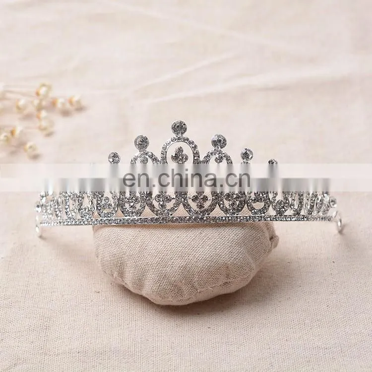 Prom Wedding Flower Girl Baby Kids AB Rhinestone Silver Tiara Crown Hair Comb