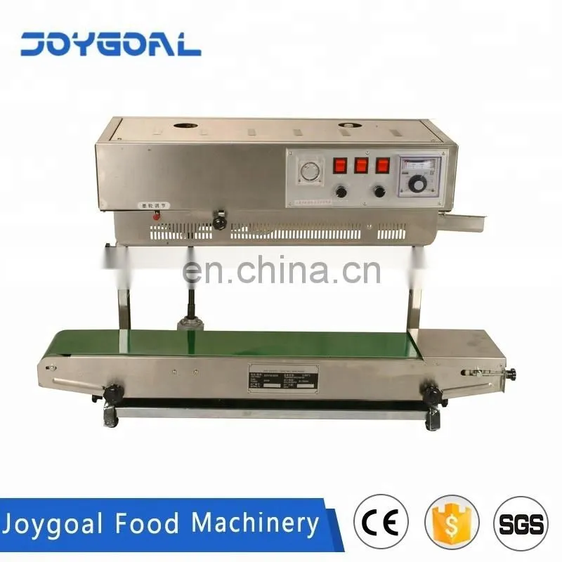 JOYGOAL horizontal or vertical continuous band sealer sealing machine for bag with solid ink coding