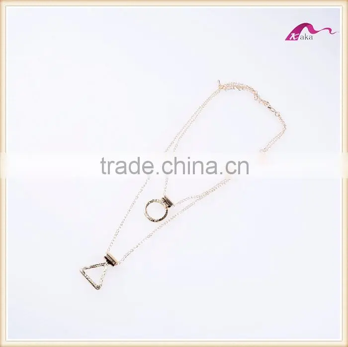 Fashion Multi Layered Gold Plated Pendant Statement Necklace