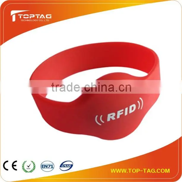 2014 new ntag203 silicon Dual frequency RFID wristband black color simple style