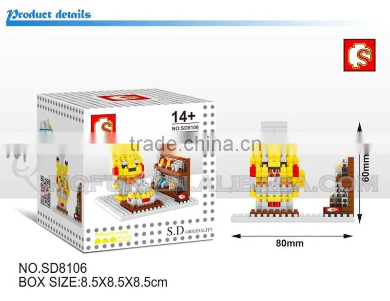 Mini Qute Sembo kawaii 6 styles amine pikachu diamond plastic building block model educational toy