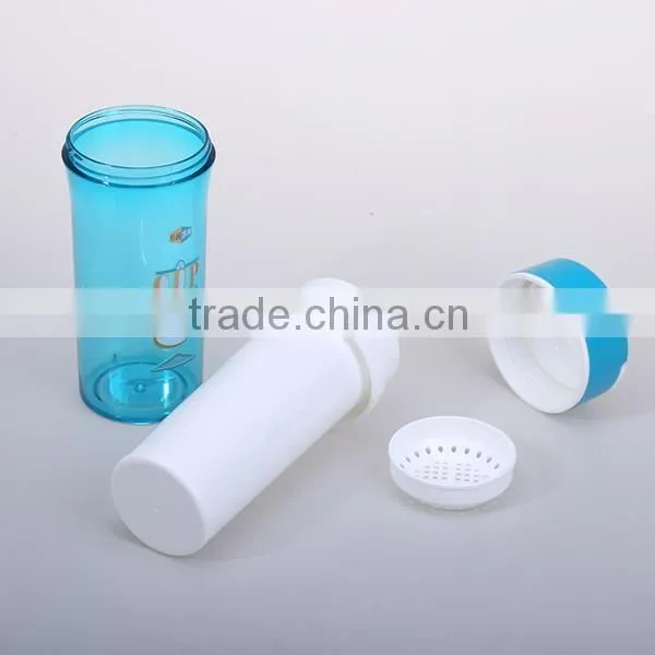 students 0.35L plastic sport water bottle with strainer