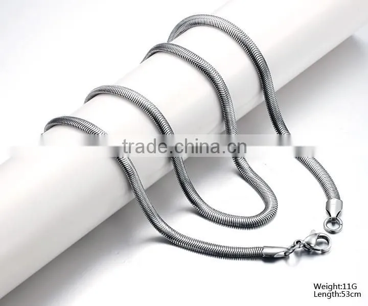 Hotselling 1.5mm titanium stainless steel flat snake chain luxury simple design for pendant necklace
