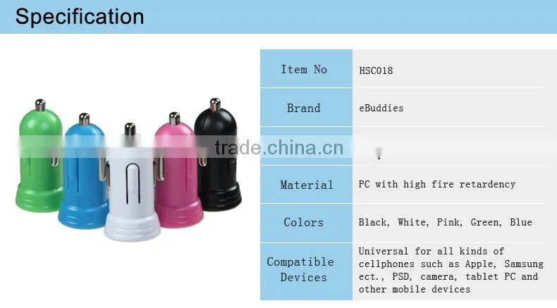 Factory wholesale car usb charger 5V 1A car charger usb for phone MP3