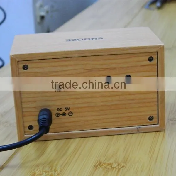 LED Wooden Table Clock with Touch Function for Snooze