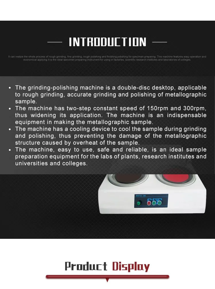 MoPao260 Lab Testing Equipment Metrology Tester/Metallographic Grinding and Polishing Machine