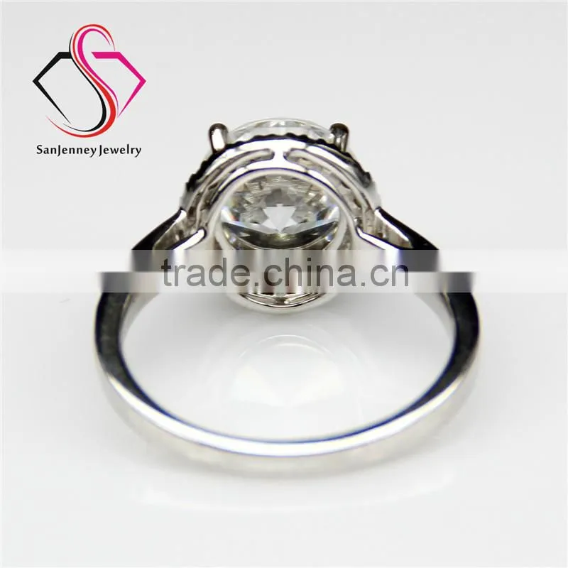 Round Brilliant Cut Moissanite 3CT 9.0mm Center 14k 18k White Yellow Gold Halo Diamond Engagement Ring