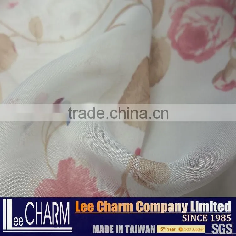 Flowers Snowflake Printed Organza Fabric
