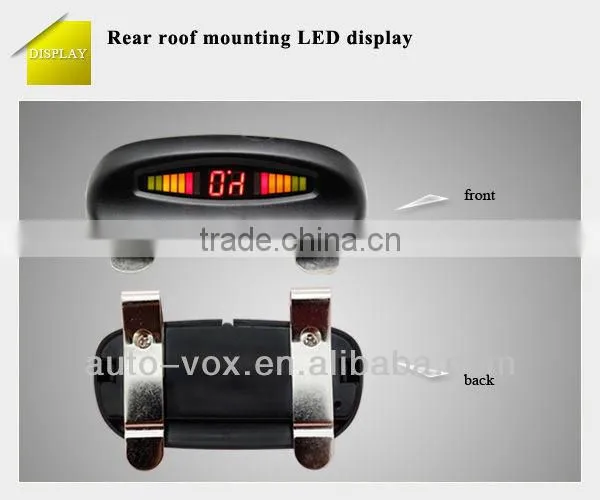 Water-proof roof mounting rear LED parking sensor system with E-mark certificate for car