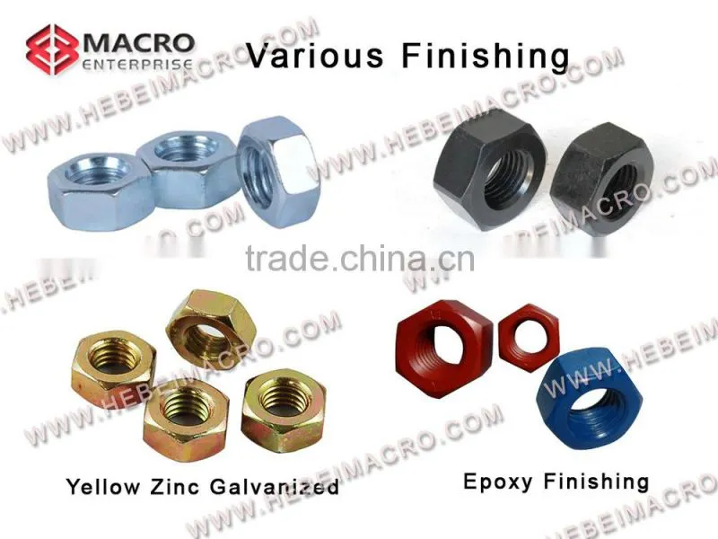 metric threads yellow zinc plated M20 mild steel hexagonal coupling nuts