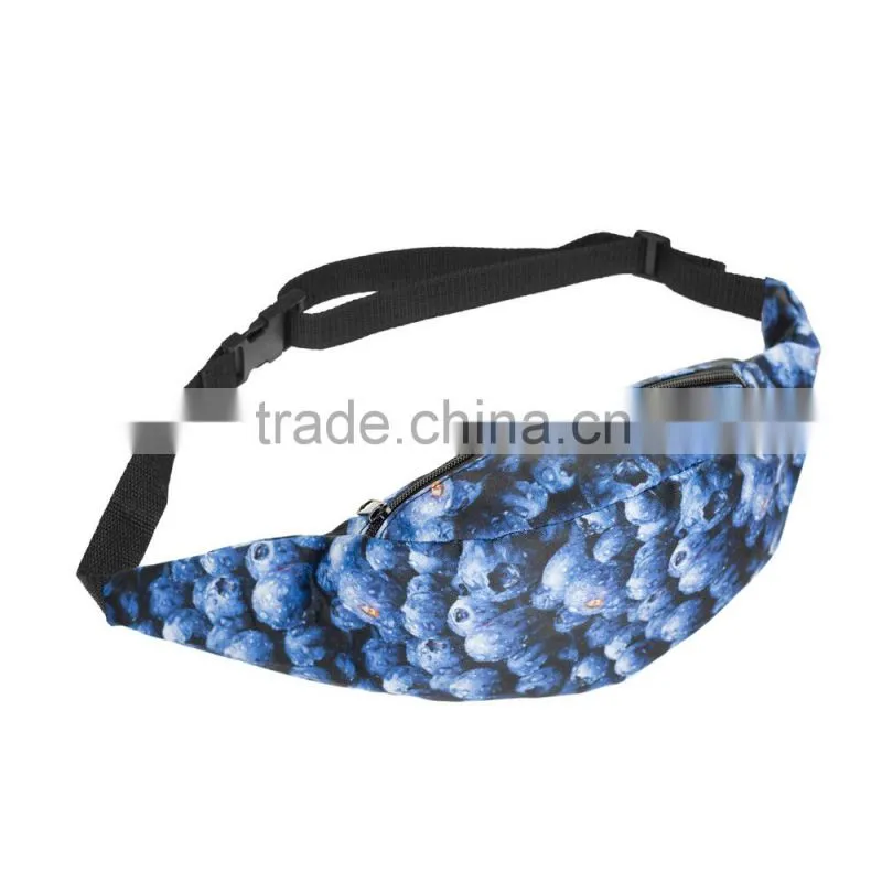 fashion runner waist pack 3d print black belt waist bag high quality wholesale wearable belt bag with zippers of pouch purses