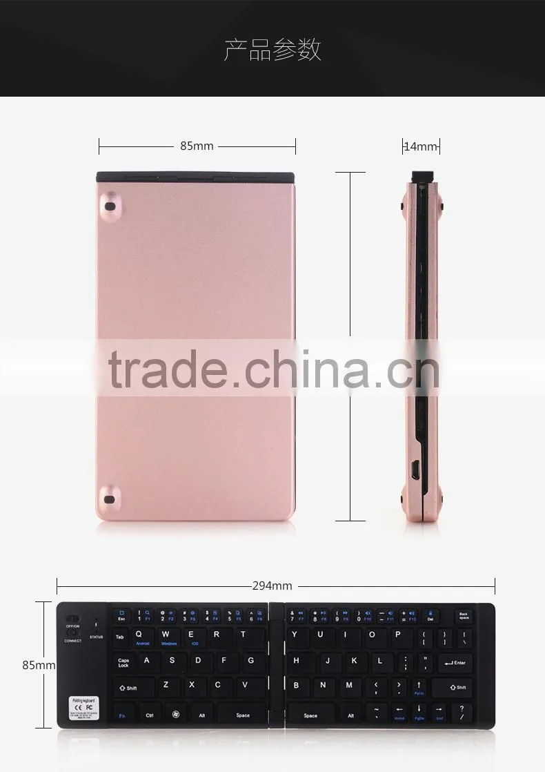 Universal Foldable Bluetooth Keyboard Slim Wireless Keyboard Compatible with Bluetooth-Enabled Tablet Devices & Smartphones