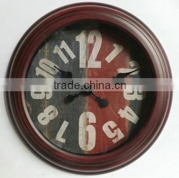Dia 60 cm country style Round Metal Wall Clock, Rustic Wall Clock