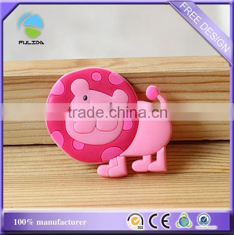 one side lion animal design rubber promotional fridge magnet