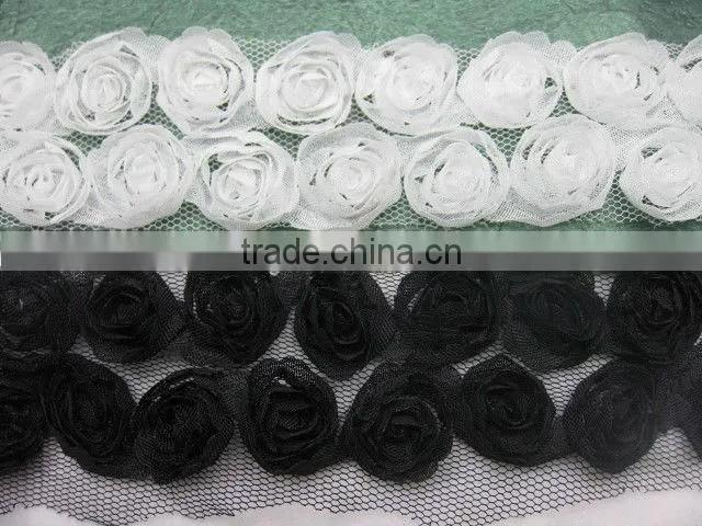 Shabby Frayed Chiffon Rose Flower Trim