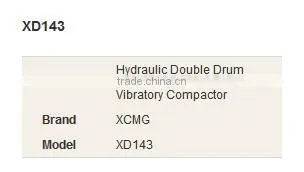 XCMG XD143 Hydraulic Double Drum Vibratory Compactor