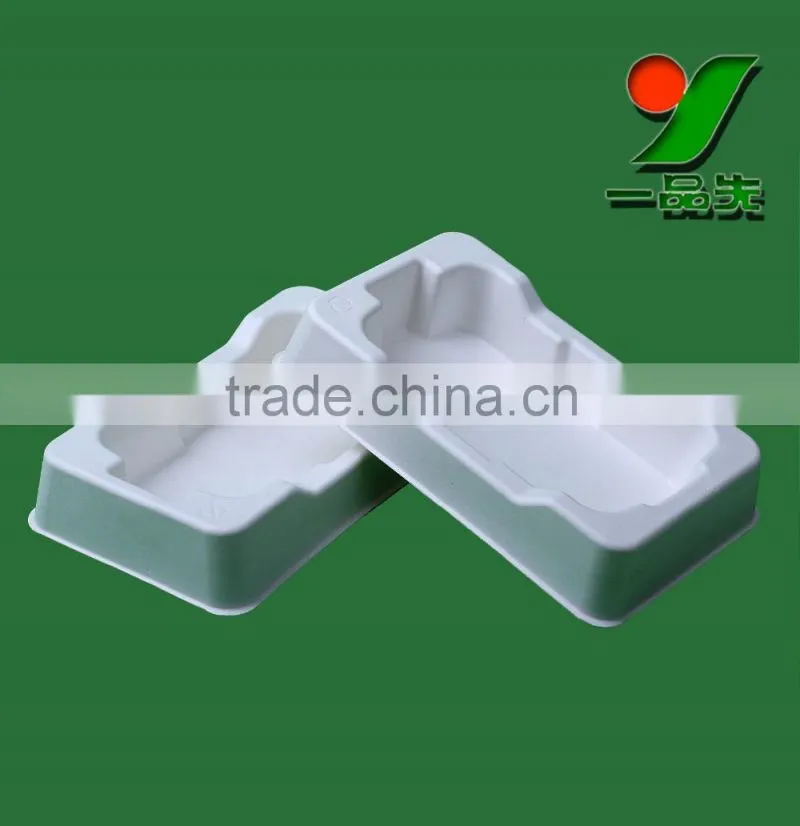 China Manufacturer Biodegradable sugarcane bagasse pulp molded tray , natural Color Smooth Surface packaging
