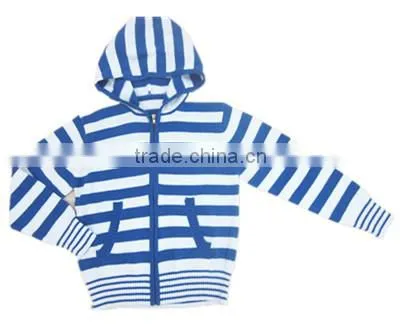 kids hooded stripe cardigan