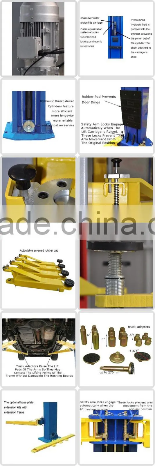 Manual release 2 post car air lift equipment