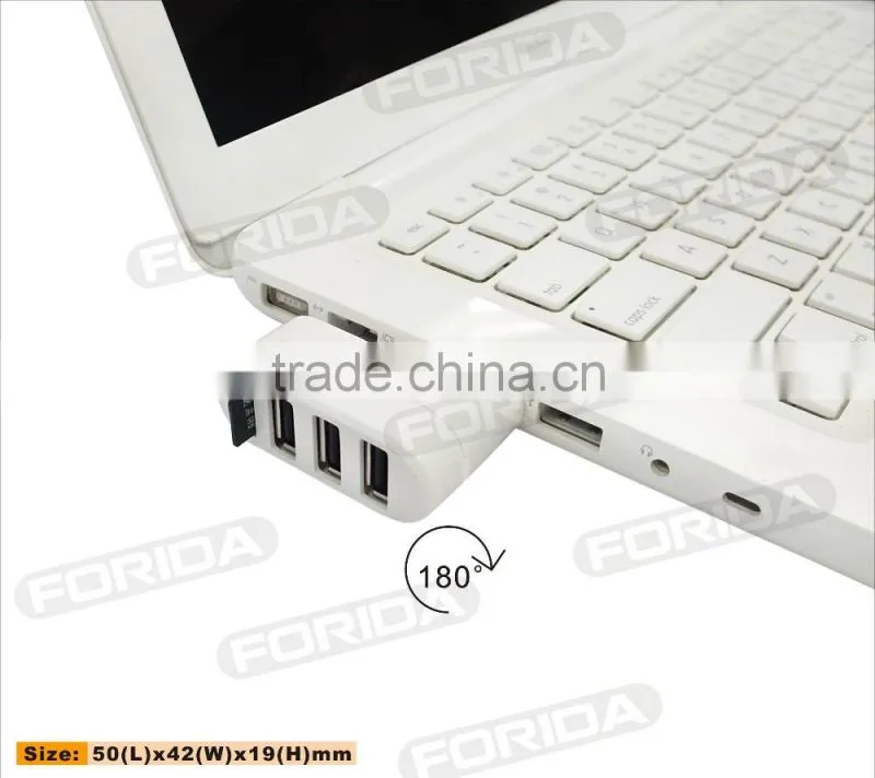 180 Degree Turnable Mini COMBO-usb hub 2.0 + card reader for gift