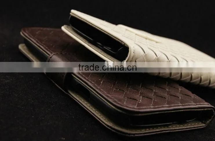 Chinese factory cheap weave wallet pattern leather case for Sony Xperia Z4 with stand