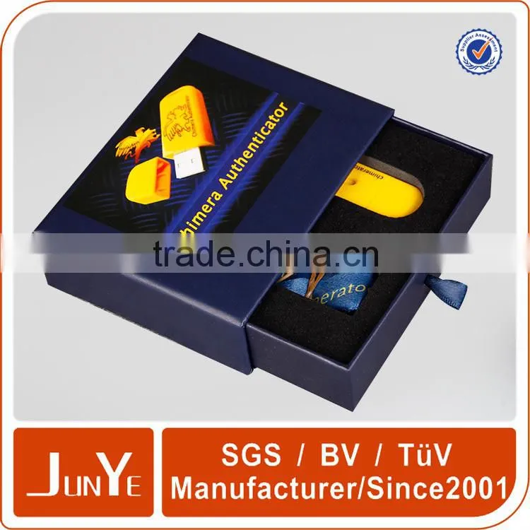 Small cardboard custom printed black paper USB box