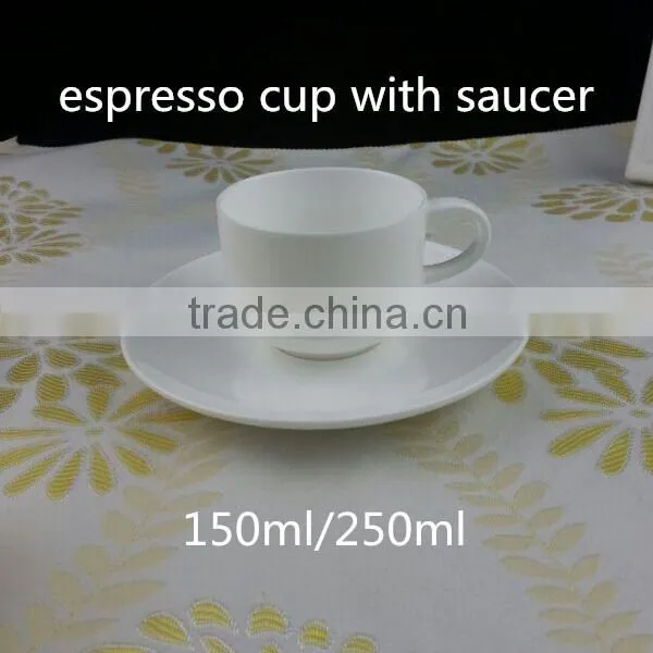 ceramic bone china round shape 150ml/250ml espresso cup with saucer
