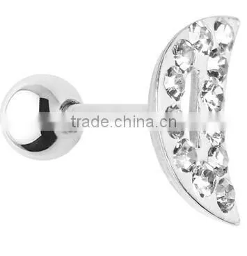 Clear Crystal Moon Cartilage Tragus Piercing Fashion Cartilage Earrings