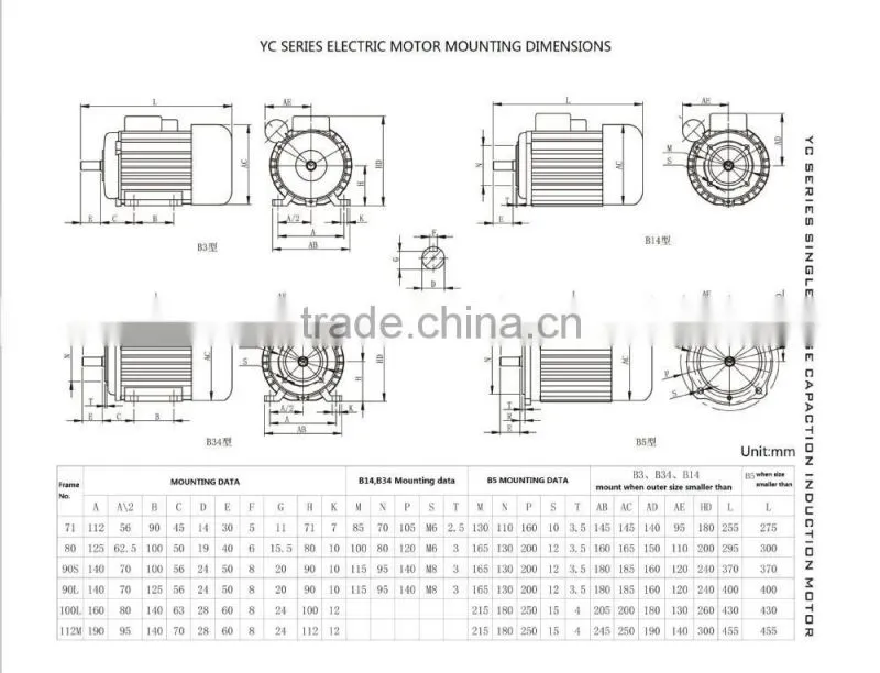 1hp single phase electric motor for industrial refrigerator