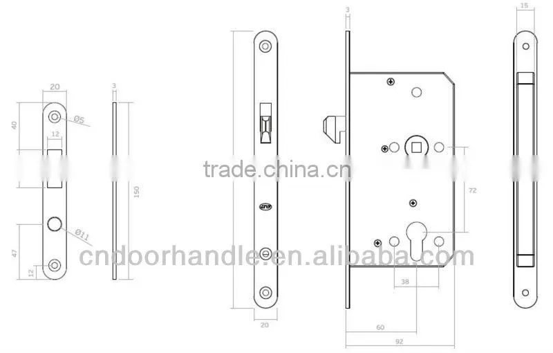 Zinc alloy door mortise lock