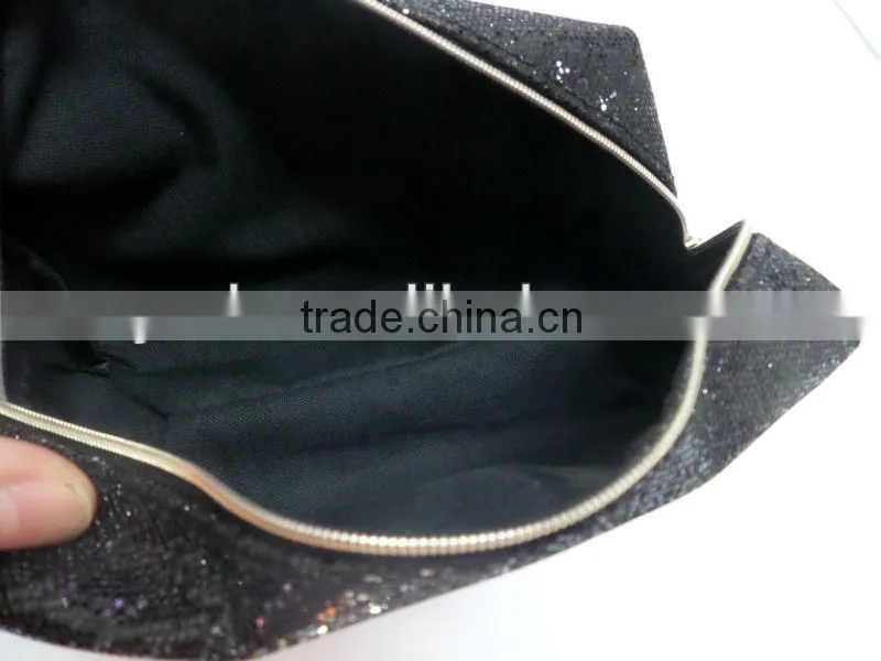 2015 new fashion black giltter cosmetic bag