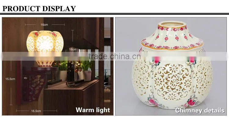 Jingdezhen hollow pastel living room wall lamp led wall light