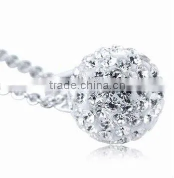 White Crystal Earring And White Ball Wedding Pendant Necklace With Jewelry Sets