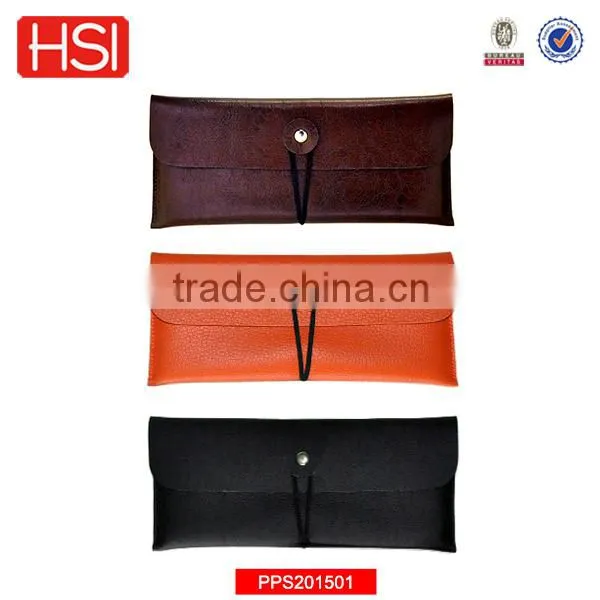 BSCI audited wholesale pu pencil case with elastic band