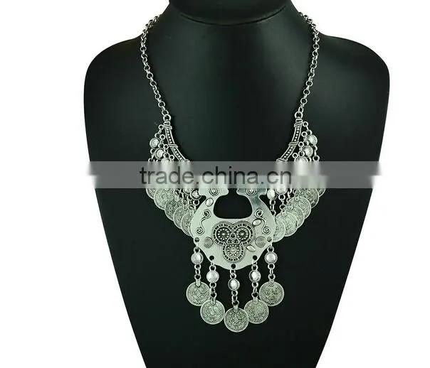 2016 Fashion Coin Tassel Bohemia Gypsy Vintage Choker Collar Statement Necklaces