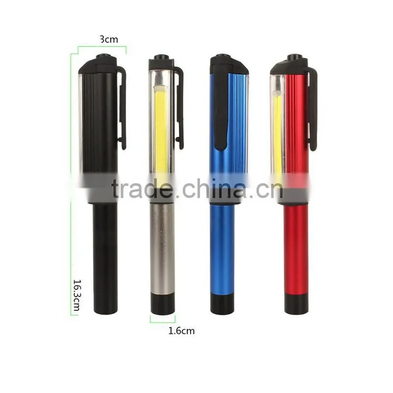 3AAA battery work COB aluminum alloy flashlight magnetic small pen work light