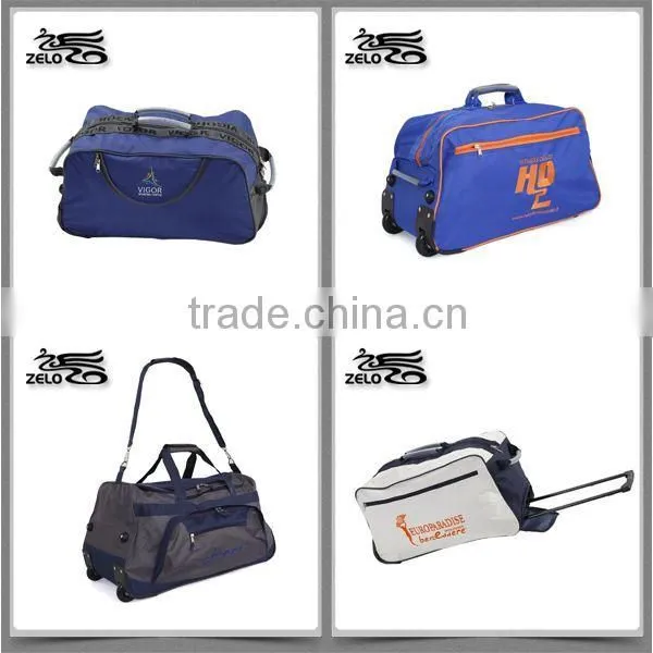 2015 many functions polyester sports trolley travel bag