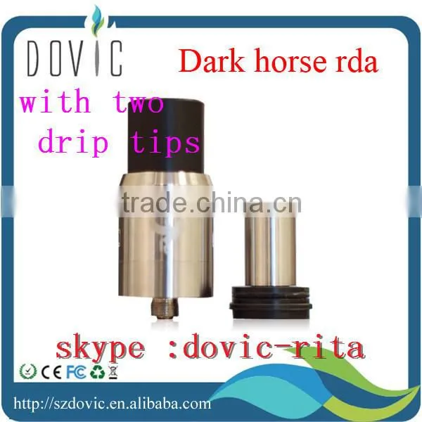 New arrival dark horse rda with 2 drip tips wholesale dark horse rda clone