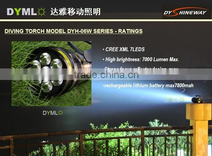 most bright 7pcs*T6 70W LED diving light with professional piezoelectric switch system